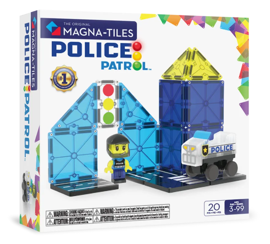 [252020PO] Magna-Tiles - Police Patrol Magnetic Blocks 20 Pieces