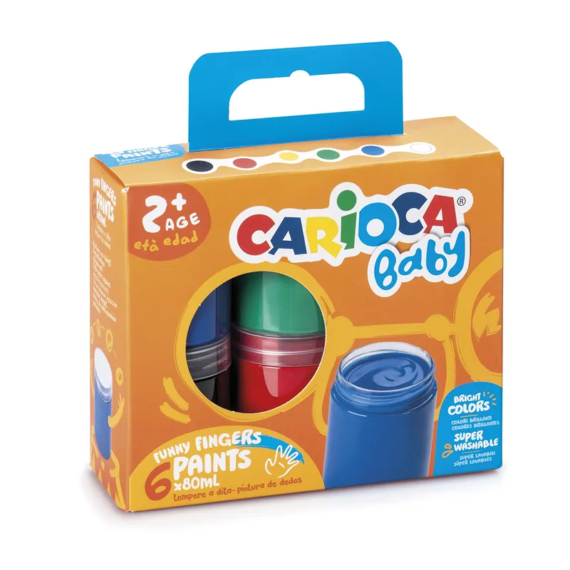 Carioca Baby Finger Paint 6 Colors 6x80ml Super Washable +2 Years
