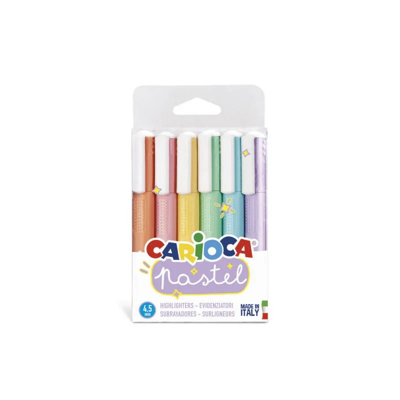 Carioca Pastel Highlighter Markers 6 Pcs