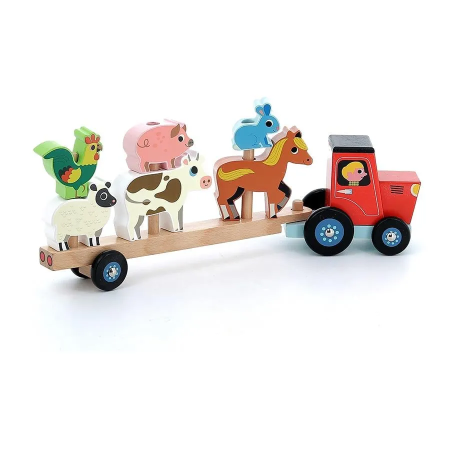 [7602] Vilac - Ahşap Hayvanlar Traktörü - Çiftlik