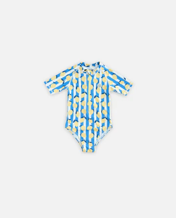 [GS1-LIMSTR-23] Badawii - Kız Çocuk Mayo Kısa Kol (Limoncello Stripes, 2-3 Yaş)