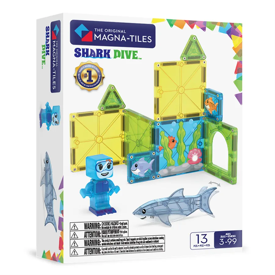 [262013SD] Magna Tiles - Shark Dive Magnetic Blocks - 13 Pieces
